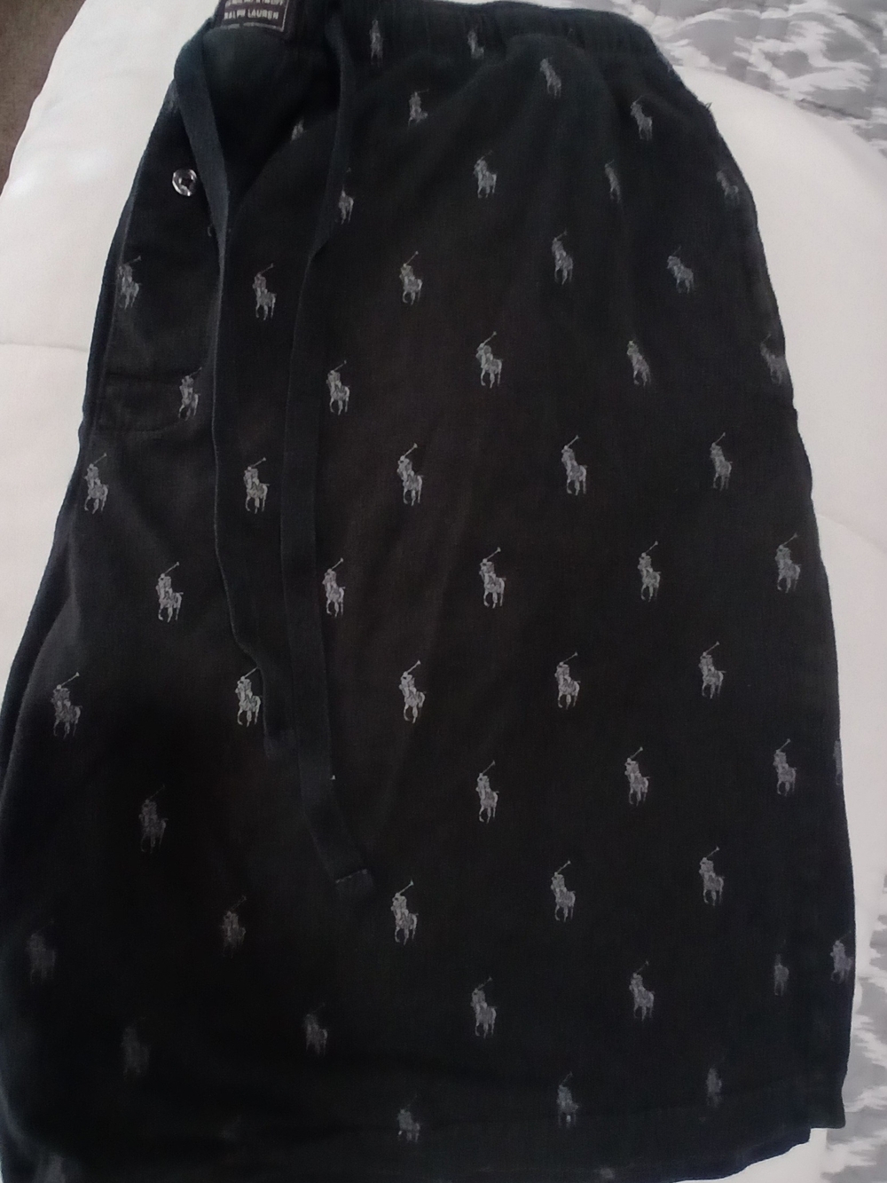 Ralph Lauren Big And Tall Black Polo Pony Pattern Shorts For Men